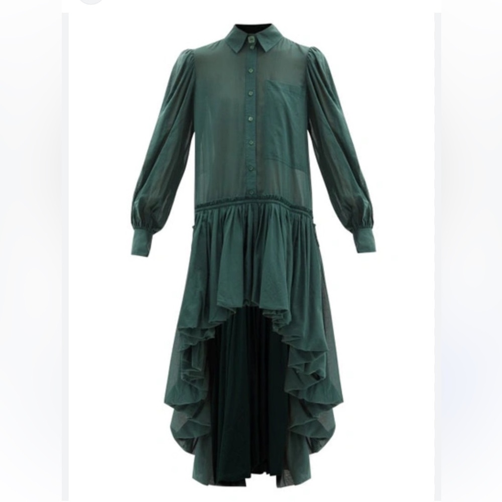 Aje green idealism cotton bubble-hem shirt dress
